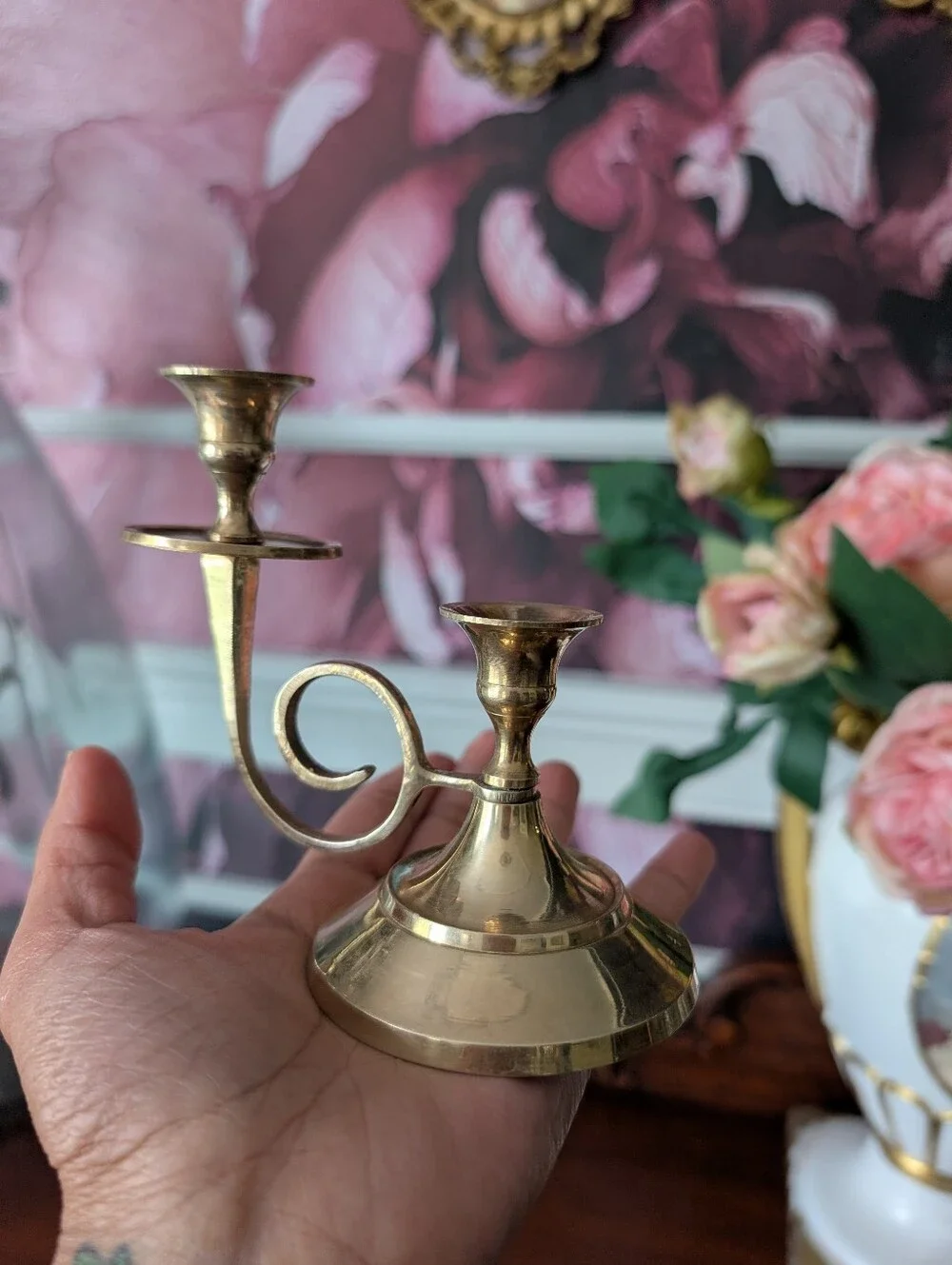 Vintage Delgif Brass Double Candlestick 